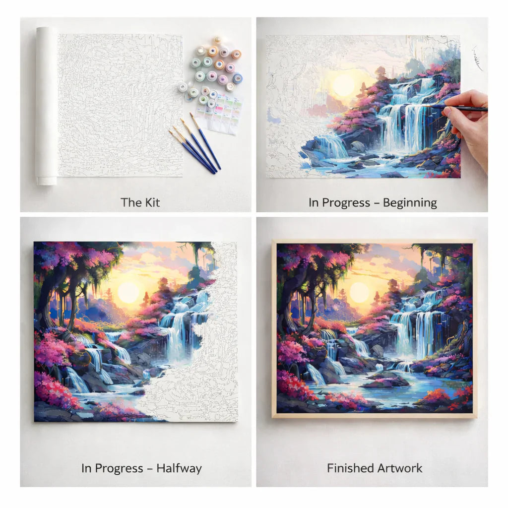 PCN 5 Floral Cascade: Waterfall of Blooms Painting 🌸