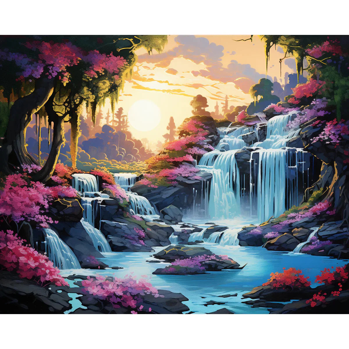 PCN 5 Floral Cascade: Waterfall of Blooms Painting 🌸